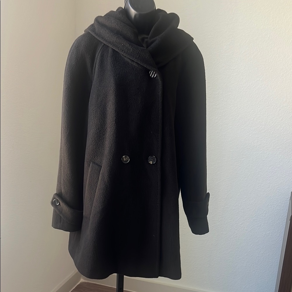 Hilary Radley Alpaca Blend Hooded Swing Coat. Preloved